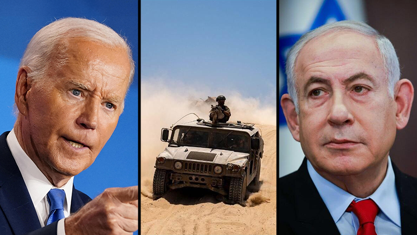 Joe Biden, IDF troops in Gaza, Benjamin Netanyahu (Photo: Nathan Howard / Reuters, Flash 90 ) ראש הממשלה ביבי בנימין נתניהו ,מסדרון נצרים , ו נשיא ארה"ב ארצות הברית ג'ו ביידן