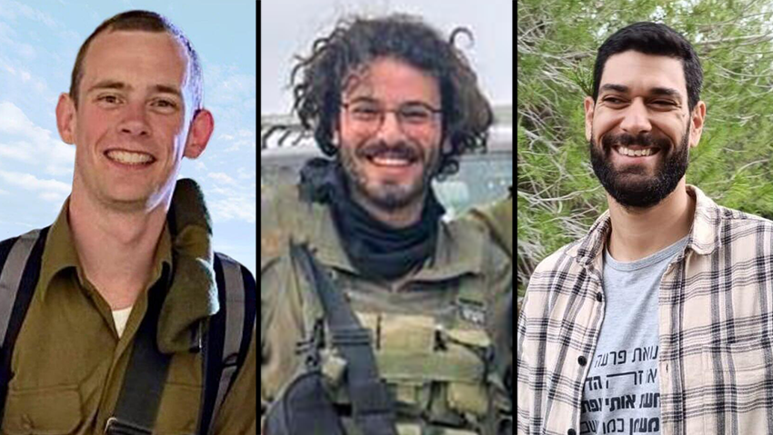 Sergeant First Class (res.) Danil Pechenyuk, Sergeant First Class (res.) Nitai Metodi and Sergeant Major (res.) Yaniv Itzhak Oren (Photo: IDF Spokesperson's Unit) רס"ם (במיל') יניב יצחק אורן ז"ל, רס"ל (במיל') ניתאי מיטודי ז"ל, רס"ל מיל' דניל פצ'ניוק ז"ל