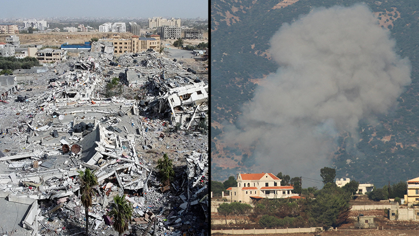 IDF strikes in Gaza and southern Lebanon (Photo: REUTERS/Karamallah Daher, REUTERS/Bassam Masoud) דרום לבנון, עזה