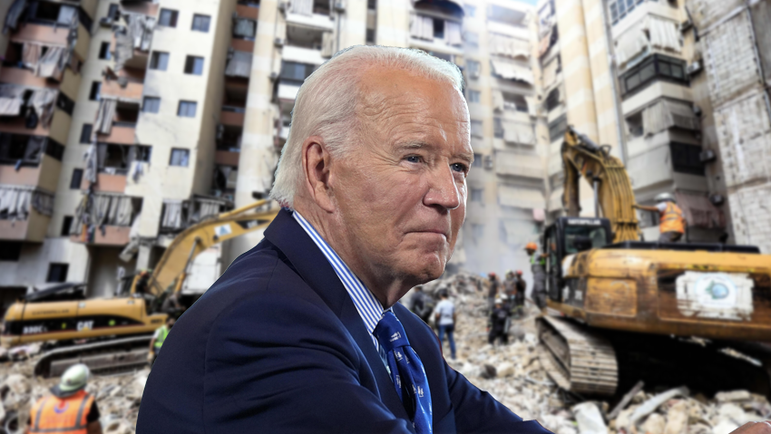 U.S. President Joe Binde, scene of strikes in Beirut (Photo: AP / Manuel Balce Ceneta, AFP) נשיא ארה"ב ג'ו ביידן, זירת התקיפה של צה"ל בביירות