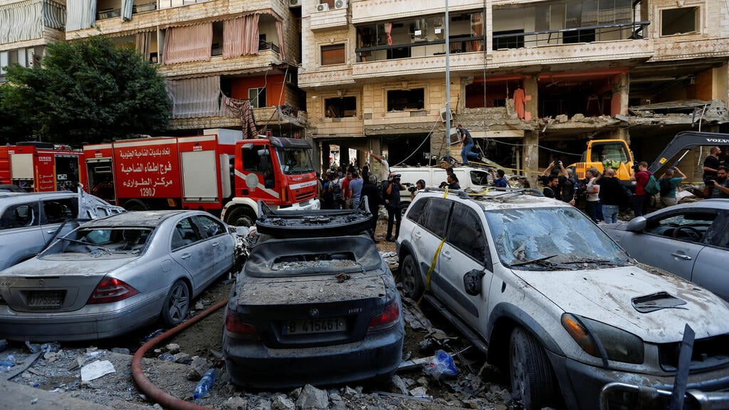 Scene of strike in Beirut (Photo: REUTERS/Amr Abdallah Dalsh) זירת התקיפה של צה"ל בביירות
