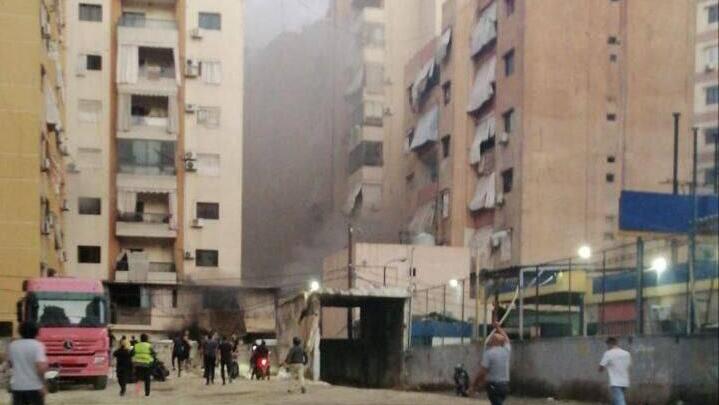 Scene of strike in Dahieh, Beirut תיעוד לבנוני מדאחייה