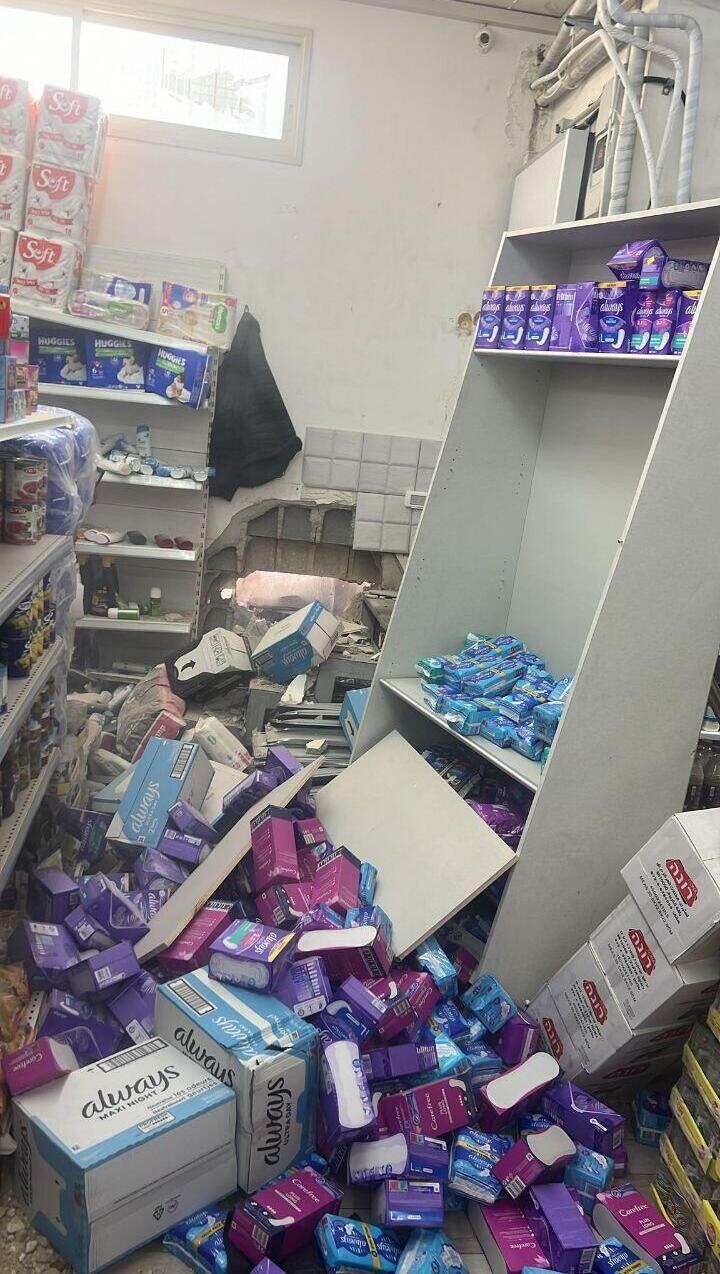 הנזק במרכול בטמרה נפילת רסיס בטמרה