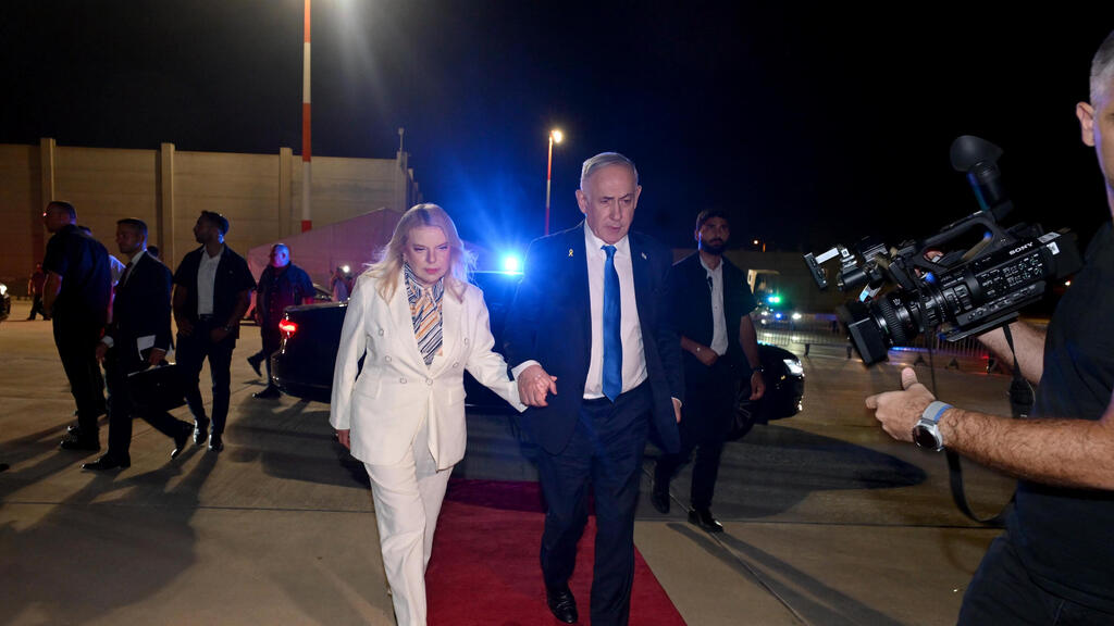 המראת בני הזוג נתניהו לארה"ב (צילום: אבי אוחיון, לע"מ) בנימין ושרה נתניהו