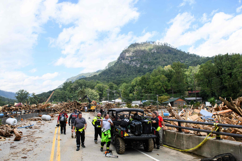 צילום: Melissa Sue Gerrits / GETTY IMAGES NORTH AMERICA / AFP צ'ימני רוק צפון קרוליינה סופה סופת הוריקן הלין ארה"ב