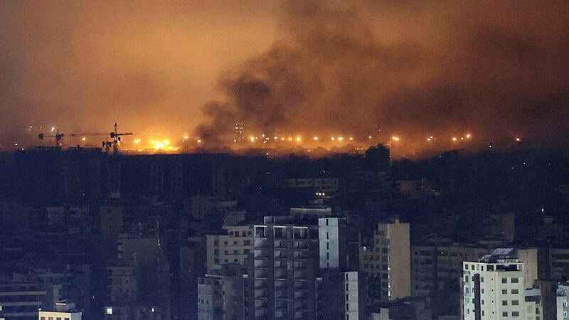 IDF strike on Hezbollah bunker in Beirut (Photo: Amr Abdallah Dalsh / Reuters) תיעוד התקיפות העוצמתיות בדאחייה