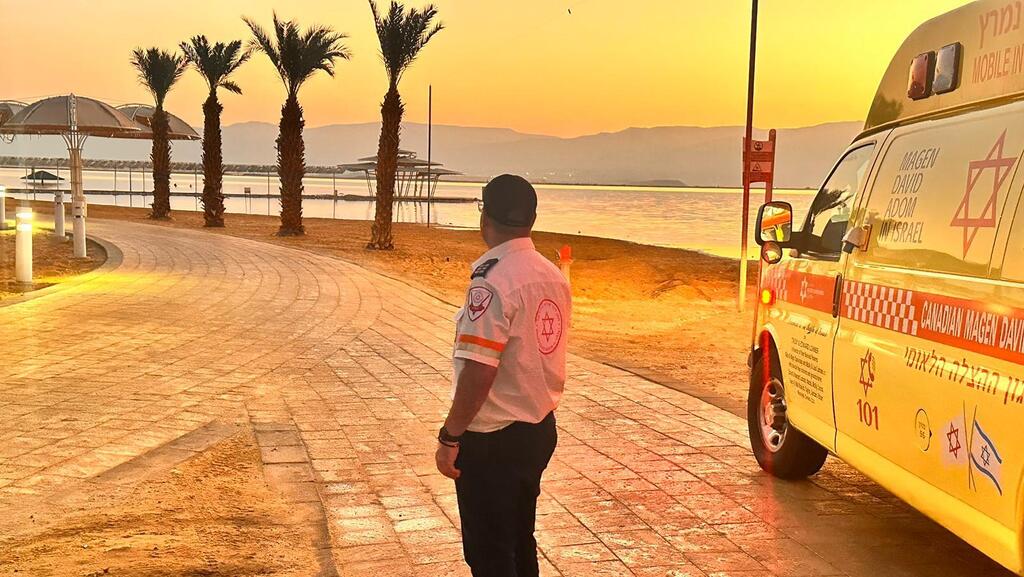 זירת הטביעה בים המלח (צילום: תיעוד מבצעי מד"א) גבר טבע למוות בים המלח