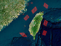 דימוי ספינות הקרב של סין סביב האי טייוואן | צילום: AFP yk14116604
