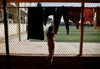 Displaced Palestinians, Lebanese and Syrians are hosted at the UNRWA Siblin Training Centre near Sidon, Lebanon, amid ongoing hostilities between Hezbollah and Israeli forces.