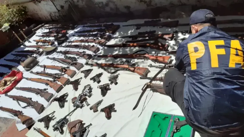 Weapons found at the suspect's home (Photo: Argentine Defense Ministry) חלק מהנשק שנמצא בביתו של החשוד