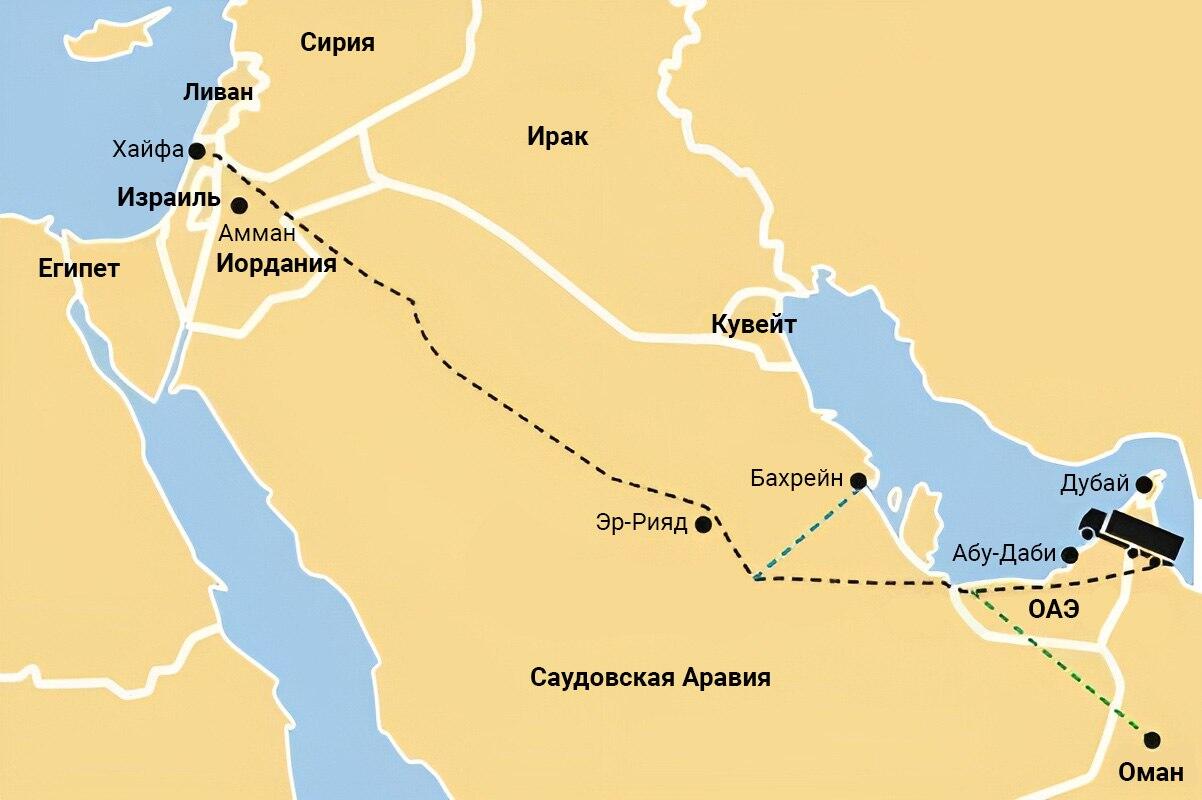 Дубай и израиль на карте