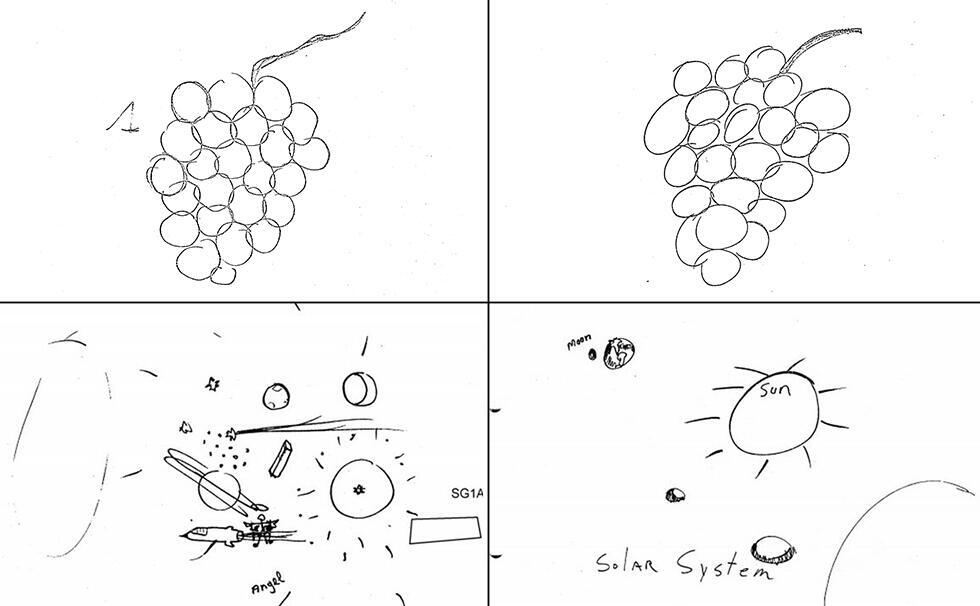 The CIA's drawings, right, with Geller's drawings, leftnullnull The CIA's drawings, right, with Geller's drawings, left