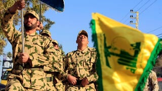Hezbollah members seen marching, February 18, 2017 