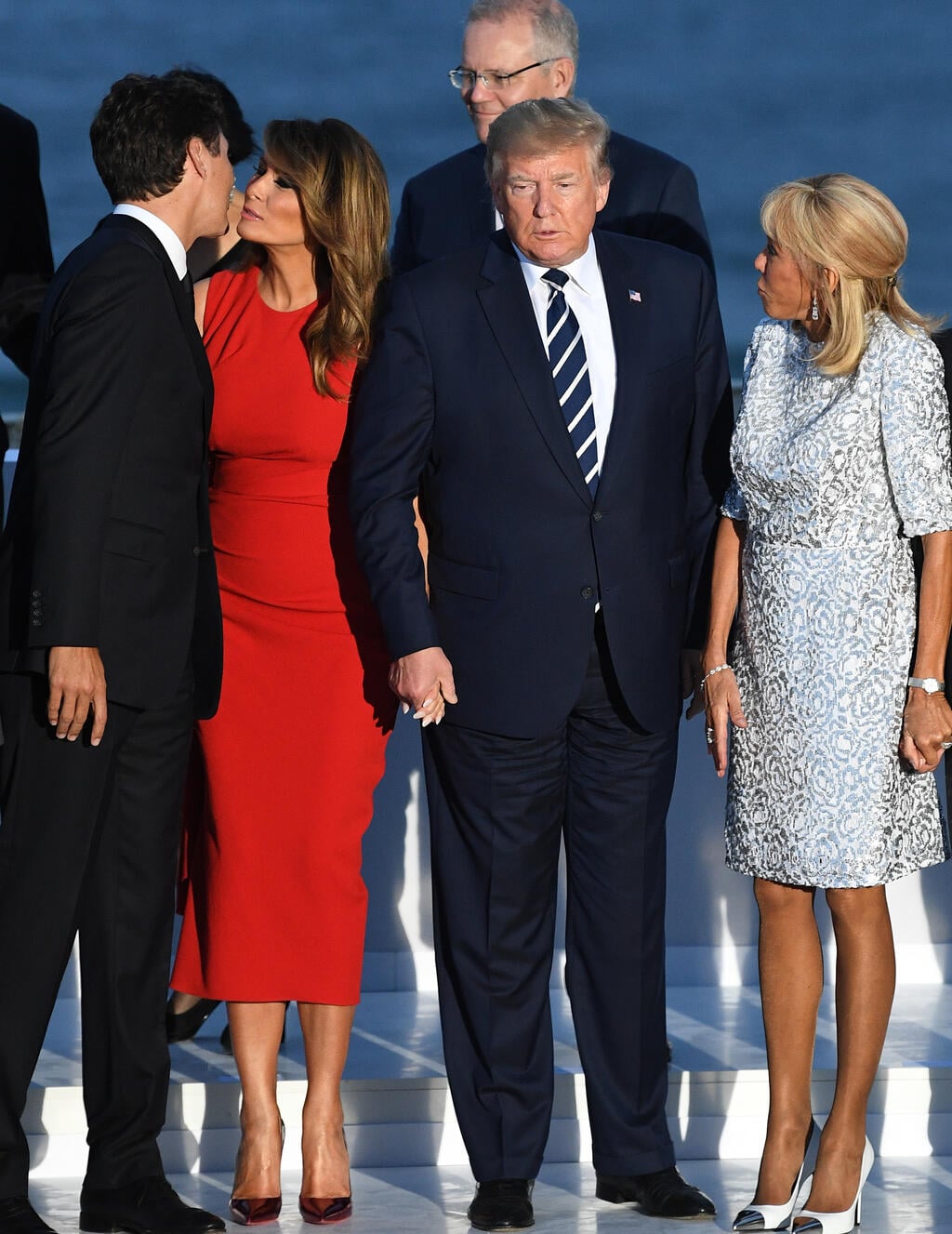 "חבל שהיא לא מסתכלת ככה על בעלה" (צילום: Andrew Parsons - Pool/Getty Images) דונלד טראמפ מלניה טראמפ ג'סטין טרודו