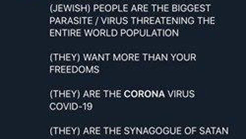 Anti-Semitic post (Photo: Twitter) Anti-Semitic post