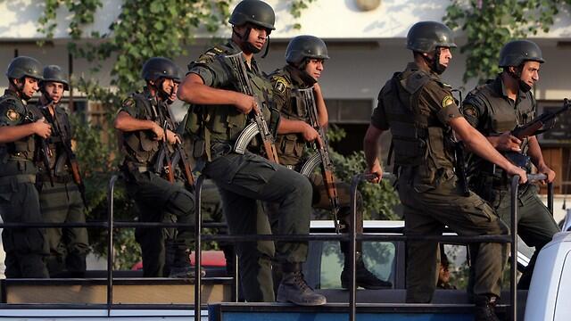 Palestinian police forces near Jenin 