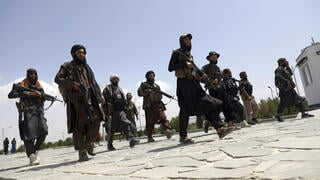 Taliban fighters patrol in Kabul, Afghanistan late last week 