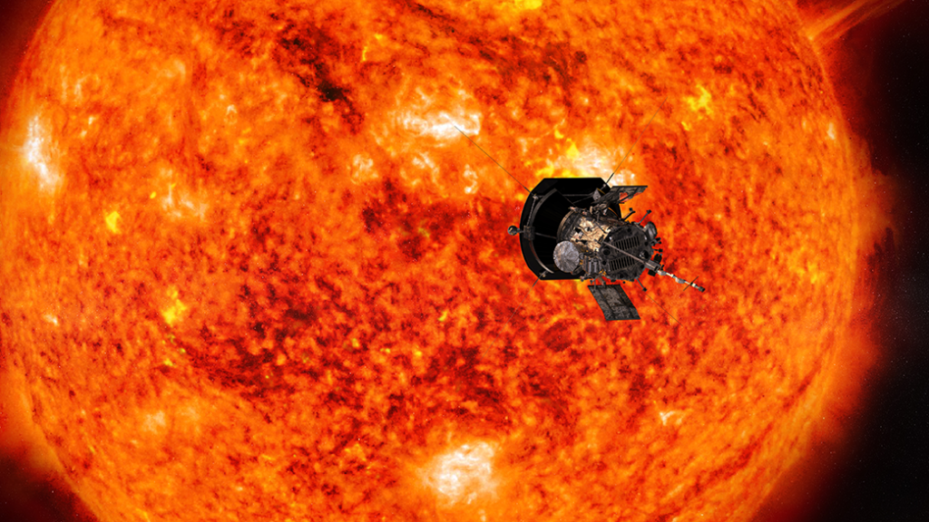הדמיה של החללית סביב השמש (הדמיה: NASA/Johns Hopkins APL/Steve Gribben) הדמיה של החללית סביב השמש
