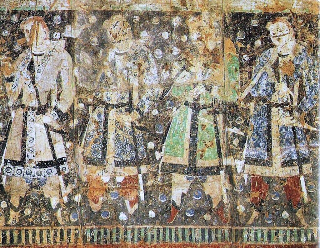 A mural of a Tocharian prince (Photo: Wikipedia) נסיכים טוכאריים
