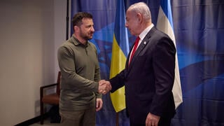 ראש הממשלה בנימין נתניהו עם נשיא אוקראינה וולודימיר זלנסקי ב ניו יורק ארה"ב