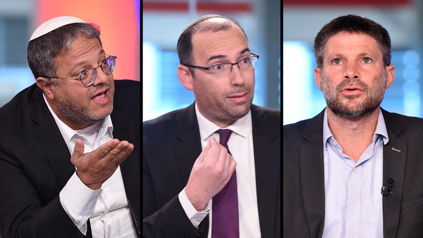העבירו ביקורת על הקשיים שהערים הייעוץ המשפטי. שמחה רוטמן, בצלאל סמוטריץ', איתמר בן גביר (צילום: קובי קואנקס) שמחה רוטמן, בצלאל סמוטריץ', איתמר בן גביר