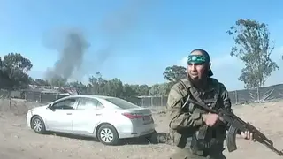 A Hamas terrorist during the October 7 massacre at the music festival in Re'im 