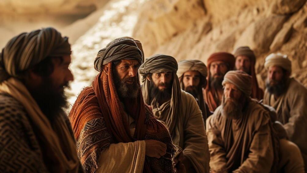 Joseph's brothers confer (Image creator: Amitai Cohen - creator of educational content using AI technology) אחיו של יוסף מתייעצים