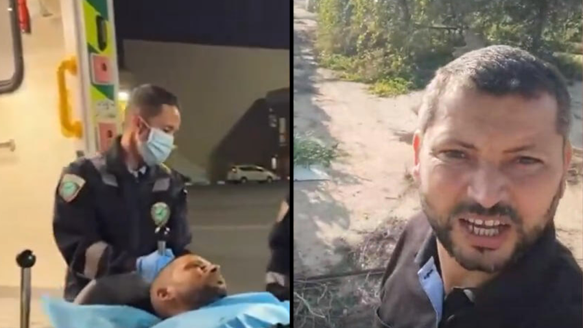 Ismail Abu Omar in Kibbutz Nir Oz during the October 7 terror attack איסמעיל אבו עומר מגיע לטיפול בקטאר כתב אל-ג'זירה אבו עומר מדווח מניר עוז