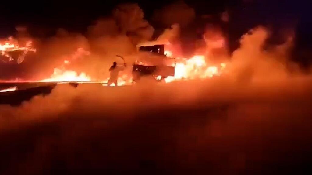 Hezbollah weapons delivery struck in Homs, Syria במרכז המחקרים הסורי "נורס" נטען כי ישראל תקפה משאיות של חיזבאללה