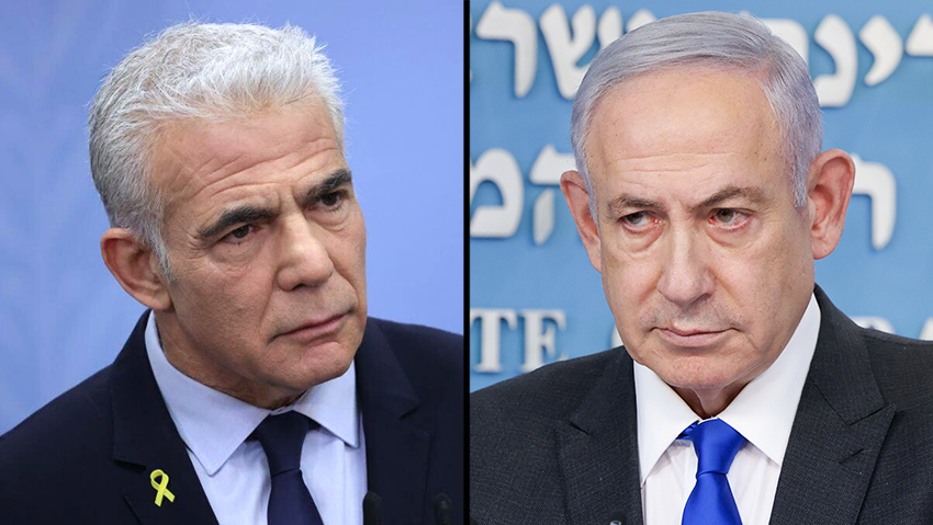 נתניהו ולפיד (צילום: מארק ישראל סלם, אלכס קולומויסקי) נתניהו ולפיד