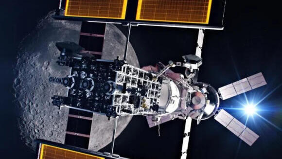 רכב הנחיתה המתוכנן עלול לגרור גם את התחנה עצמה אל פני הירח. הדמיה של תחנת החלל Lunar Gateway במסלול סביב הירח 