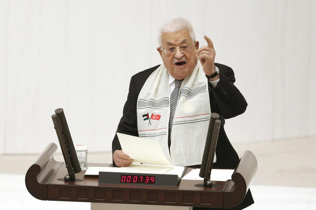 Palestinian Authority Chairman Mahmoud Abbas (Photo: REUTERS/Cagla Gurdogan) אבו מאזן בפרלמנט הטורקי
