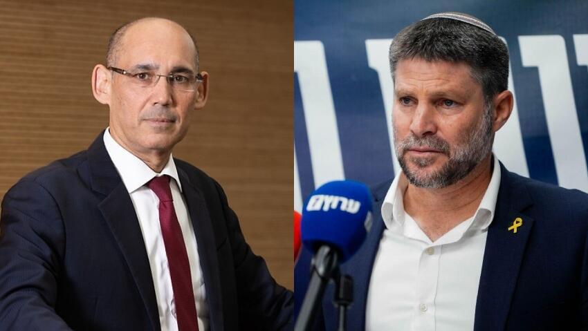 בצלאל סמוטריץ' והפרופסור אמיר ירון (צילומים: שלו שלום, אלכס קולומויסקי) בצלאל סמוטריץ' והפרופסור אמיר ירון