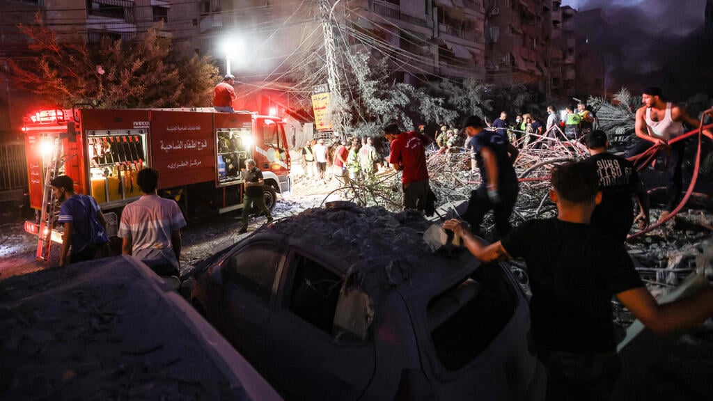 Aftermath of the attack targeting Hassan Nasrallah in Beirut's Dahieh (Photo: Ibrahim Amro / AFP) הרס בדאחייה