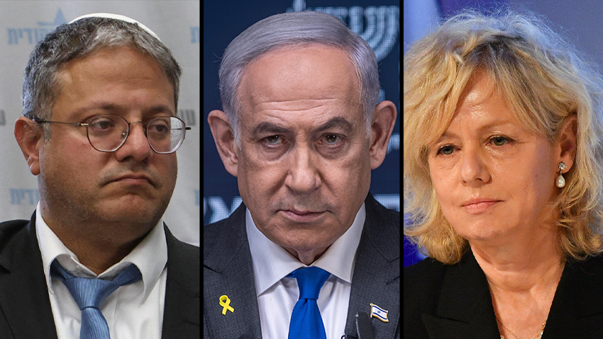 "מתקיים שיח בנושא, חלה התקדמות". בהרב-מיארה, נתניהו ובן גביר (צילום: יואב דודקוביץ', חיים גולדברג / פלאש 90, AFP) גלי בהרב מיארה, בנימין נתניהו, איתמר בן גביר