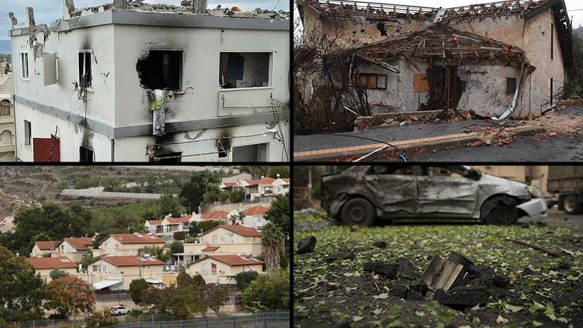 הרס במטולה, בקריית שמונה, בשפרעם ובשלומי (צילום: גיל נחושתן, נחום סגל, אביהו שפירא, AP Photo/Leo Correa) הרס במטולה, בקריית שמונה, בשפרעם ובשלומי