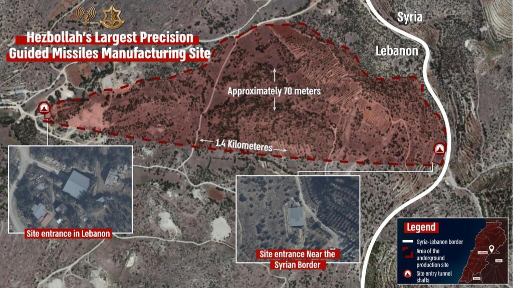 Hezbollah's largest precision-guided missile production site (Illustration: IDF) Hezbollah's largest precision-guided missile production site