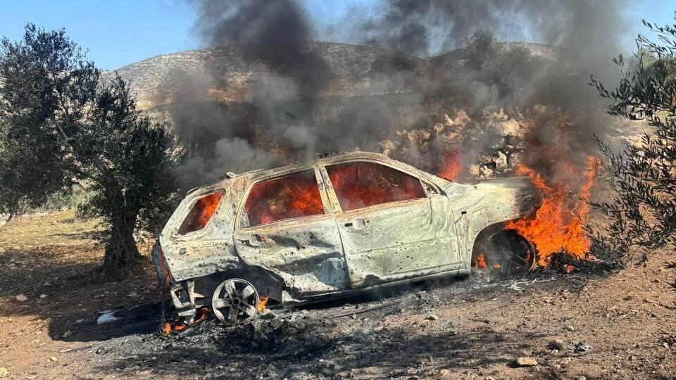הרכב שהותקף בבקעה תקיפת רכב באזור סלחב ליד טובאס