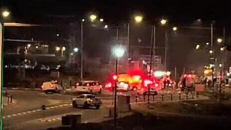 Emergency teams at scene of car-ramming attack near Hebron, West Bank כניזירת הפיגוע ליד חברון