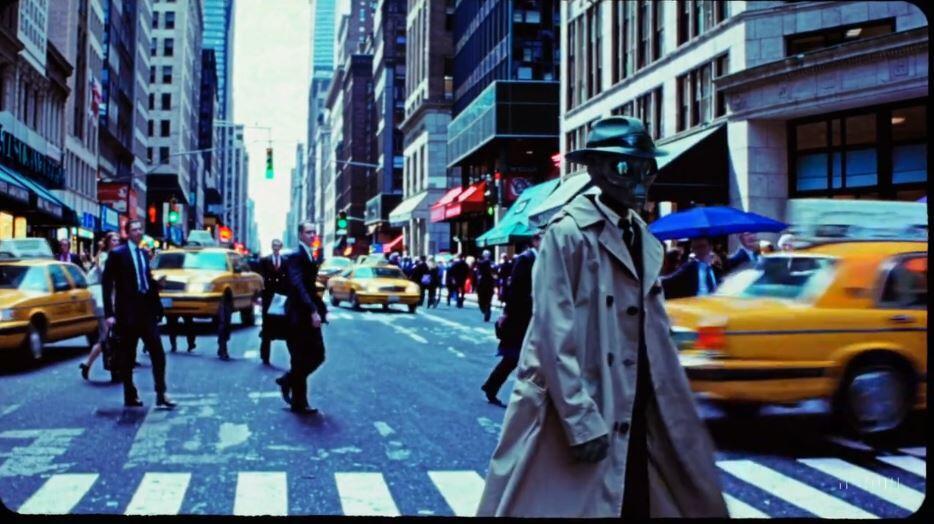 An alien walking amongst people (Photo: OpenAI) שמתם לב לחייזר? מתוך סרטון AI שיצר סורה