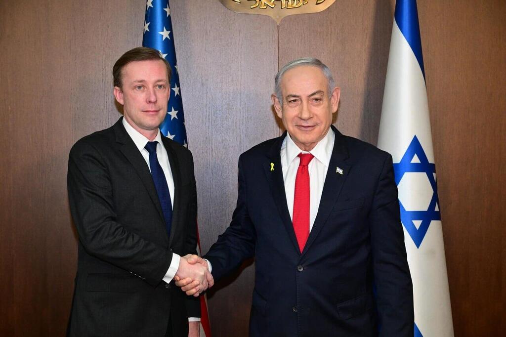 נתניהו וסאליבן, הבוקר (צילום: עמוס בן גרשום/ לע"מ) פגישת ראש הממשלה בנימין נתניהו עם היועץ לבטחון לאומי של ארה"ב ג''ק סאליבן