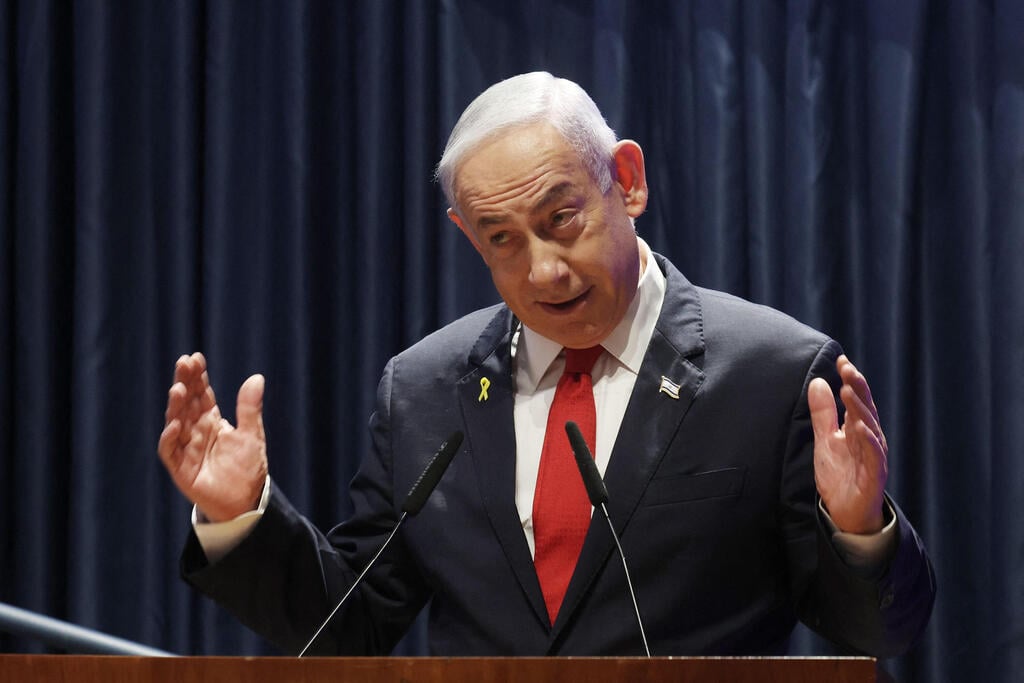 Benjamin Netanyahu (Photo: GIL COHEN-MAGEN / AFP) ביקור נשיא פרגוואי סנטיאגו פניה, טקס הפתיחה המחודשת של שגרירות פרגוואי בירושלים