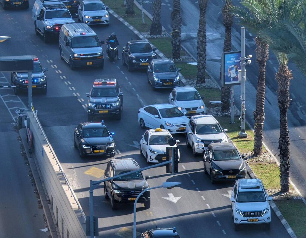 צילום: דני שדה השיירה של ביבי מגיעה למחוזי תל אביב