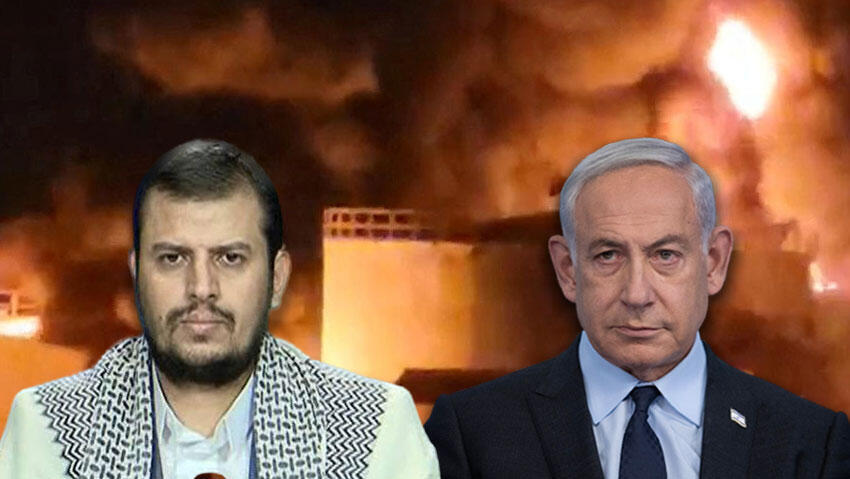 החות'ים חוששים מחיסול מנהיגם. נתניהו ועבד אל-מלכ בדר א-דין אל-חות'י (צילום: אלכס קולומויסקי, Social Media/via REUTERS) בנימין נתניהו, עבד אל-מאליכ בדר א-דין אל-חות'י