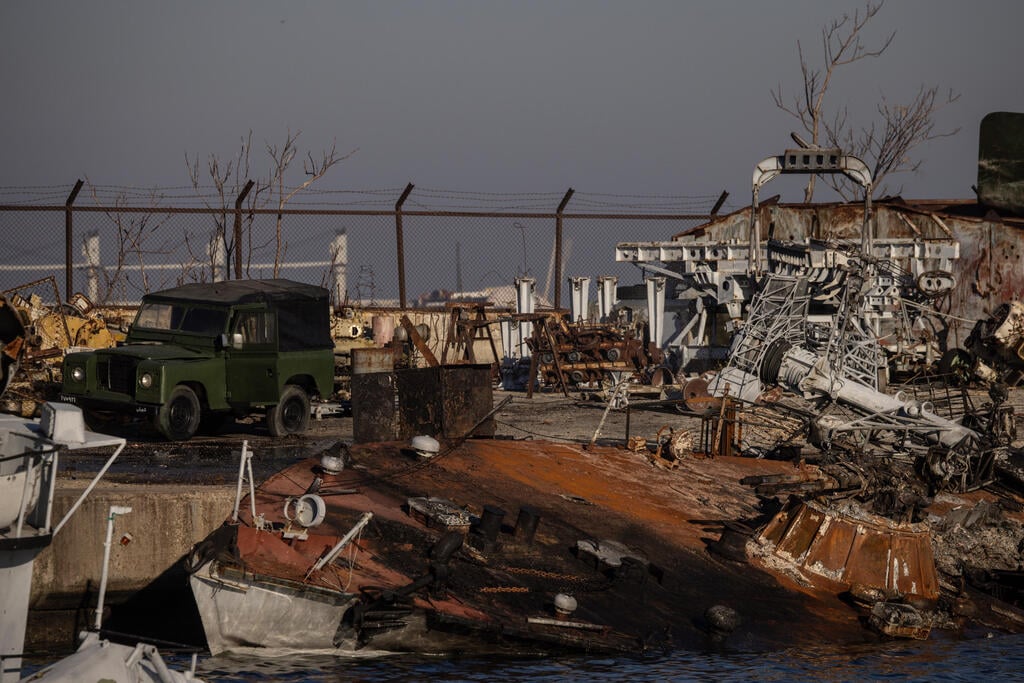 The Latakia port lies in ruins following IDF strikes (Photo: Chris McGrath/Getty Images) לטקיה