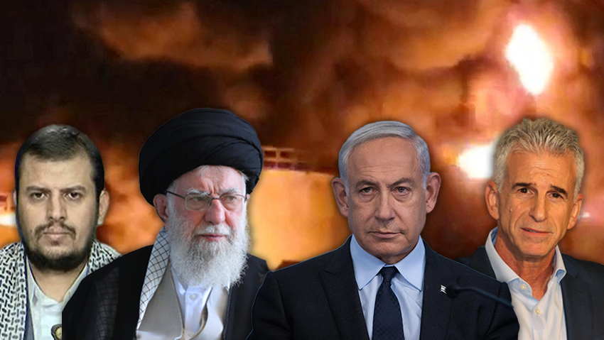 צילום: Social Media/via REUTERS, אלכס קולומויסקי, יריב כץ, Iranian Leader's Press Office - Handout/Getty Images דדי ברנע,בנימין נתניהו, חמינאי, עבד אל-מלכ אל-חות'י