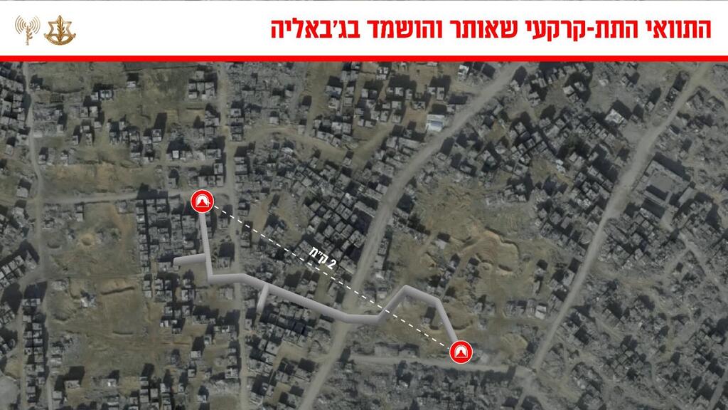 גרפיקה של התוואי התת-קרקעי שאותר והושמד
