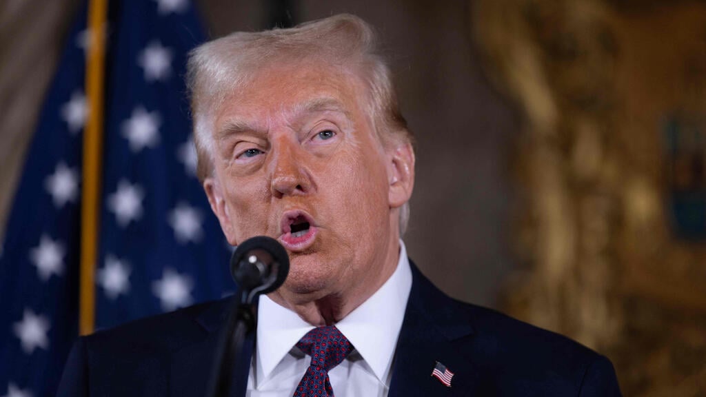 U.S. President-elect Donlad Trump (Photo: SCOTT OLSON / GETTY IMAGES NORTH AMERICA / AFP) דונלד טראמפ מסיבת עיתונאים אחוזת מאר א-לגו פלורידה ארה"ב