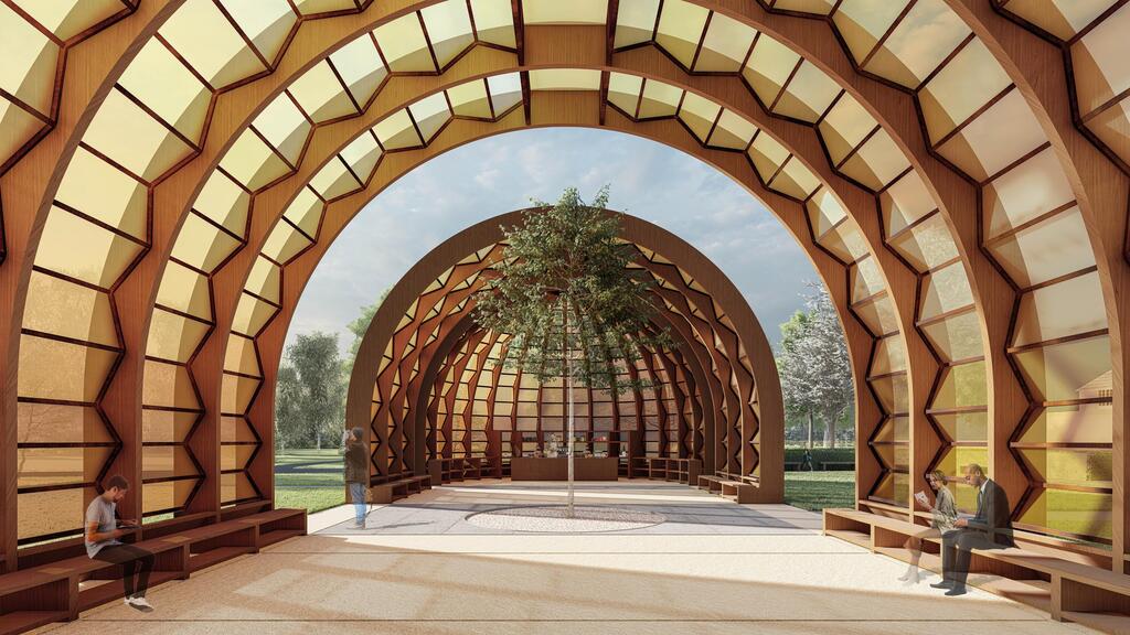 ביתן סרפנטיין המיועד לקיץ 2025 (הדמיה: Marina Tabassum Architects (MTA)) ביתן סרפנטיין המיועד לקיץ 2025
