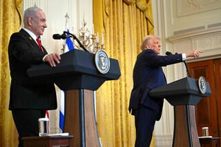 ראש הממשלה בנימין נתניהו ונשיא ארה"ב דונלד טראמפ במסיבת העיתונאים בבית הלבן